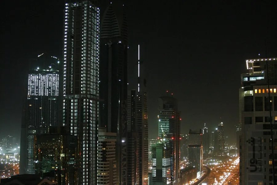 Sheikh Zayed Road, Dubai, at night