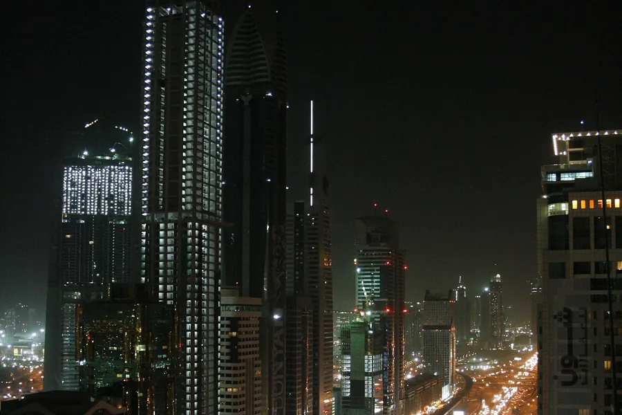 Sheikh Zayed Road, Dubai, at night